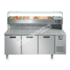Tavolo refrigerato pizzeria tre porte con vetrinetta