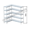 Scaffale angolo sinistro 1 + 1 moduli 5 ripiani – H 1850