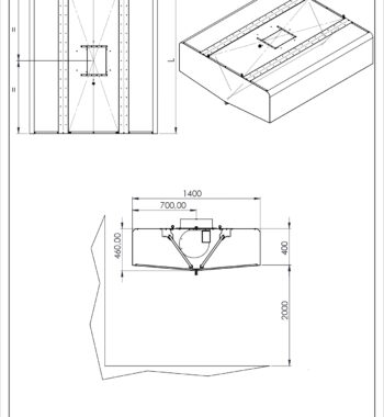 Scheda tecnica cappa cubica centrale profondità 1400 con motore