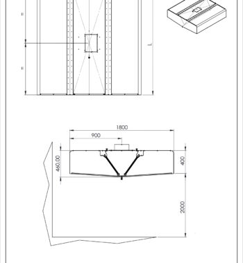 Scheda tecnica cappa cubica centrale profondità 1800 senza motore