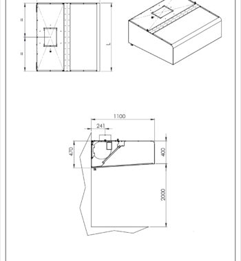 Scheda tecnica cappa cubica a parete profondità 1100 con motore