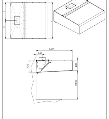 Scheda tecnica cappa cubica a parete profondità 1400 con motore