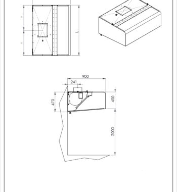 Scheda tecnica cappa cubica a parete profondità 900 con motore