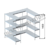 Scaffale composizione “U” 2 + 1 moduli 4 ripiani – H 1430