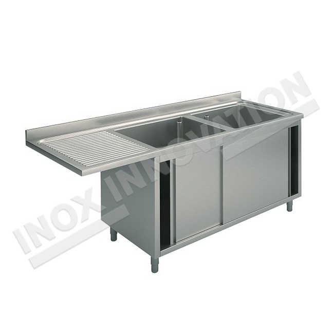 Lavello con gocciolatoio sinistro, telaio e vano per lavastoviglie Nofer  1200x600mm