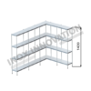 Scaffale angolo destro 3 + 2 moduli 4 ripiani – H 1430