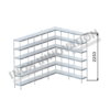 Scaffale angolo destro 3 + 2 moduli 6 ripiani – H 2250