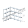 Scaffale angolo sinistro 3 + 2 moduli 4 ripiani – H 1430