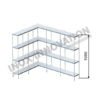 Scaffale angolo sinistro 3 + 2 moduli 4 ripiani – H 1980