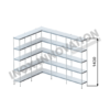 Scaffale angolo sinistro 3 + 2 moduli 5 ripiani – H 1430