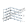 Scaffale angolo sinistro 3 + 2 moduli 5 ripiani – H 1850