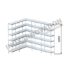 Scaffale angolo sinistro 3 + 2 moduli 6 ripiani – H 2250